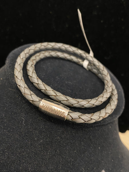 Leather Gray Double Bracelet