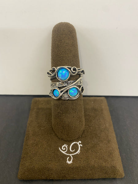 SS Triple Band Design with 3 X Opal Ring