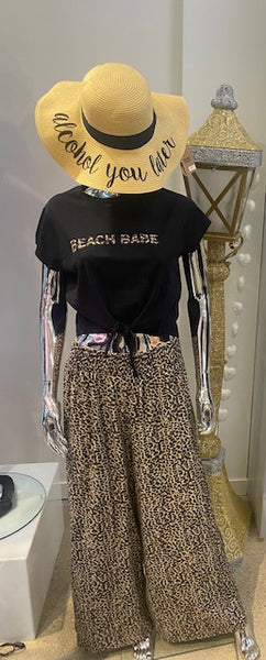 Beach Babe Black Leopard T Shirt