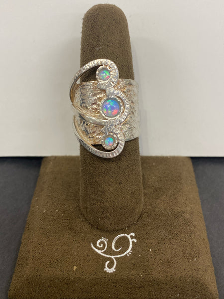 SS 3X Opal Ring Size 8