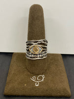 SS and 14K Evil Eye Ring Size 8
