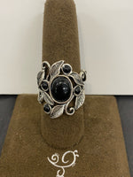 SS 1X Large Onyx with 4X Small Onyx Ring Size 8