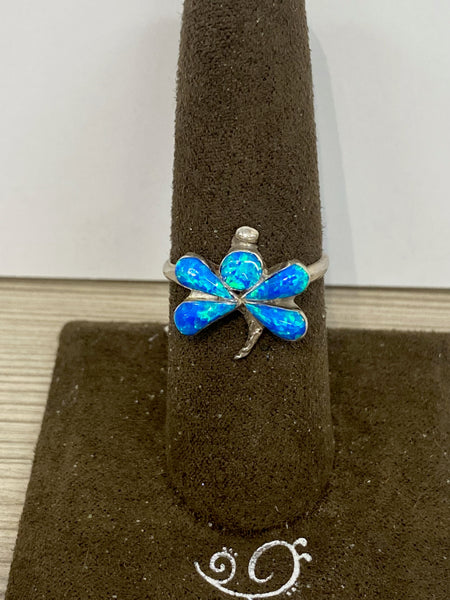SS Gallup Opal Dragonfly Ring Size 6.5