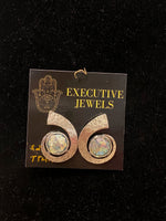 SS Roman Glass Hammered Earring