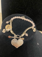SS Rose Quartz Heart 7” Bracelet