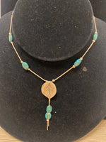 SS Turquoise Leaf 18” Neck