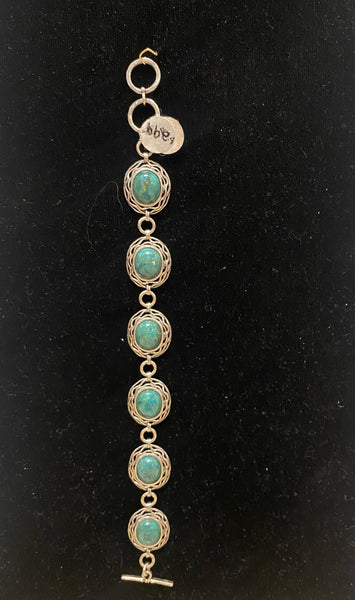 SS 6X Turquoise 7.5” Bracelet