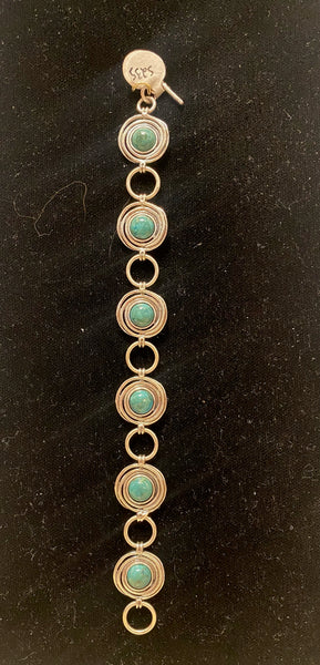 SS 6X Turquoise 7” Bracelet