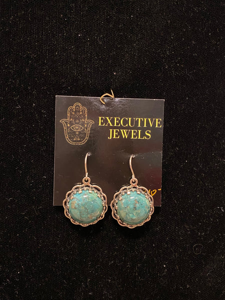 SS Turquoise Round Earring
