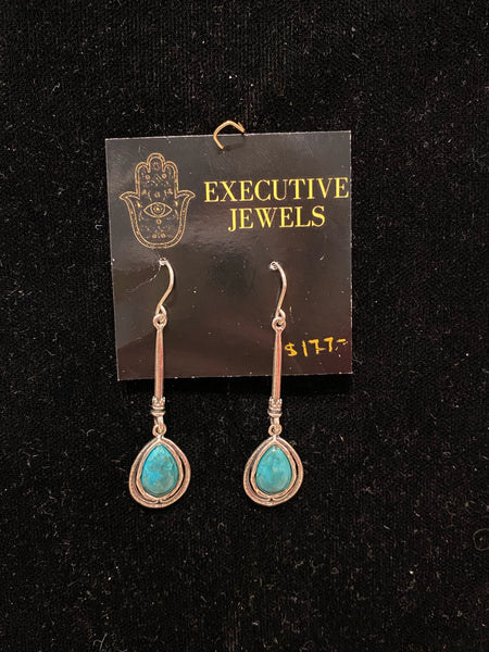 SS Turquoise Pear Dangle Earring