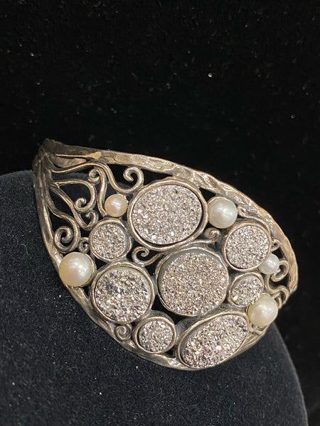 SS Silver/Pearl Drusy Bracelet