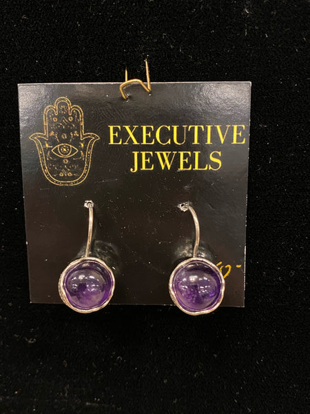 SS Round Amethyst Earring