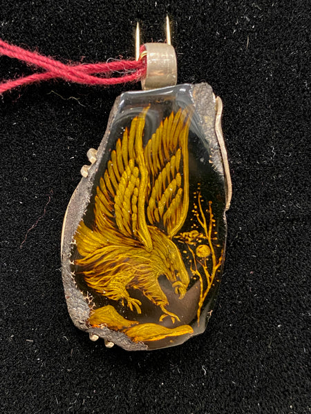 SS Amber Eagle Pendant