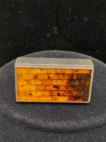 SS Mosaic Amber Pill Box