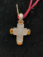 SS Amber Cross Pendant