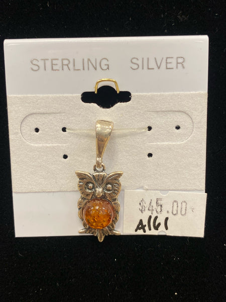 SS Amber Owl Pendant