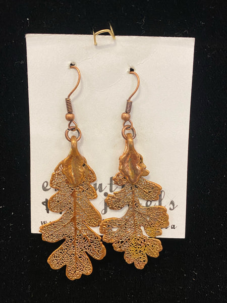 Copper Plated Oak Leaf Earrings