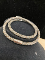 Leather Gray Double Bracelet