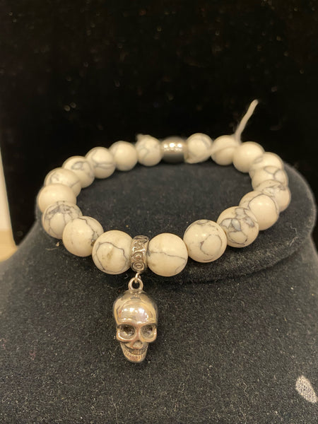 Stainless Howlite Skull Bracelet