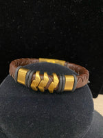 Stainless Brown Leather/Gold Bracelet