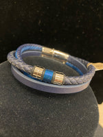 Stainless Navy Leather Bracelet