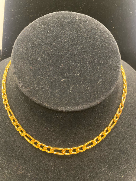 Stainless 24" Gold Figaro Necklace
