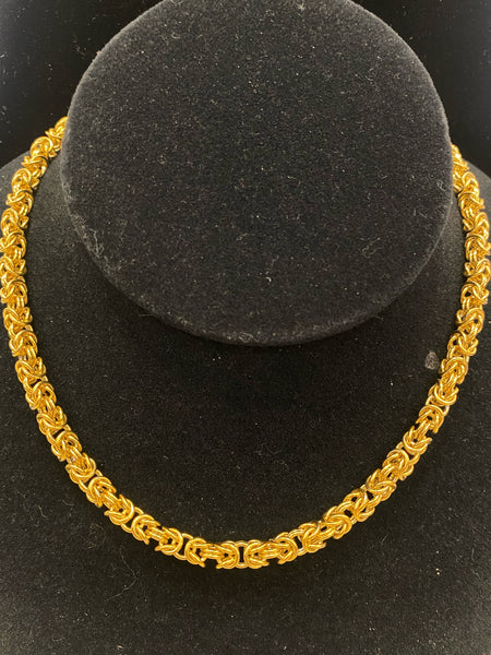 Stainless 24" Gold Byzantine Necklace