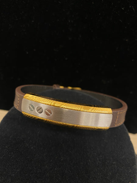 Stainless Brown/Gold 9 1/4" Bracelet