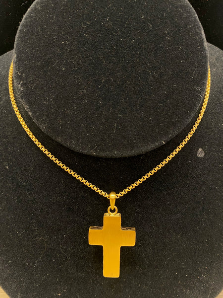 Stainless Gold Cross 22" Necklace