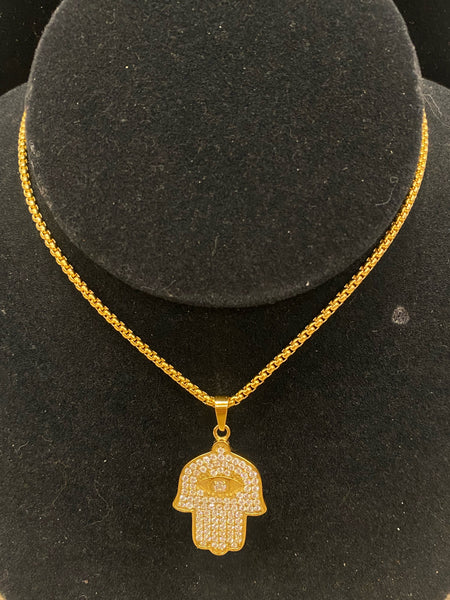 Stainless Gold 22" Chamsa Necklace