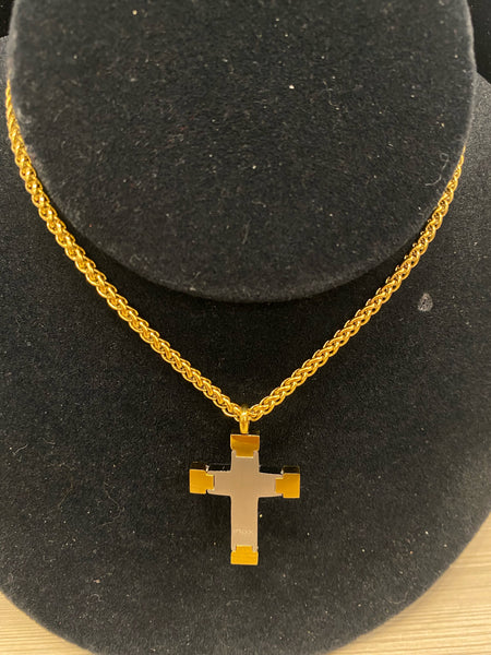 Stainless Gold 24" Cross Necklace