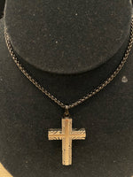 Stainless Tire Design Cross 24" Necklace