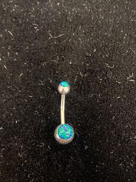 Stainless Blue Opal Belly Ring