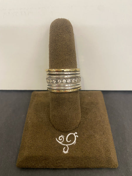 SS 7 X Band with centre CZ and 14 K Gold Ring