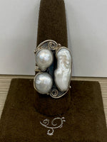 SS 3X Pearl Ring Size 8