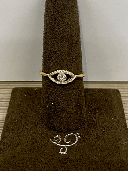 14KGP over SS Evil Eye with CZ Ring Size 8