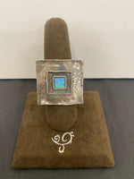 SS Square Ring with 1x square Opal