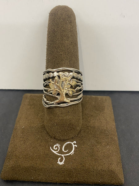 SS and 14K Tree of Life Ring