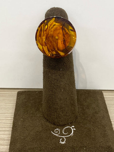 SS Amber Ring Adjustable
