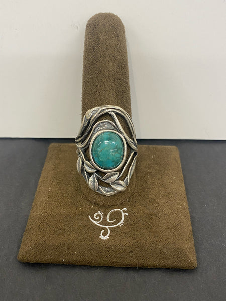 SS Oval 1X Turquoise Ring