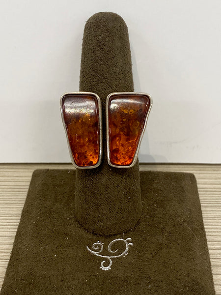 SS Double Amber Ring Size 7