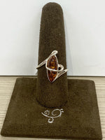 SS Amber Ring Size 8